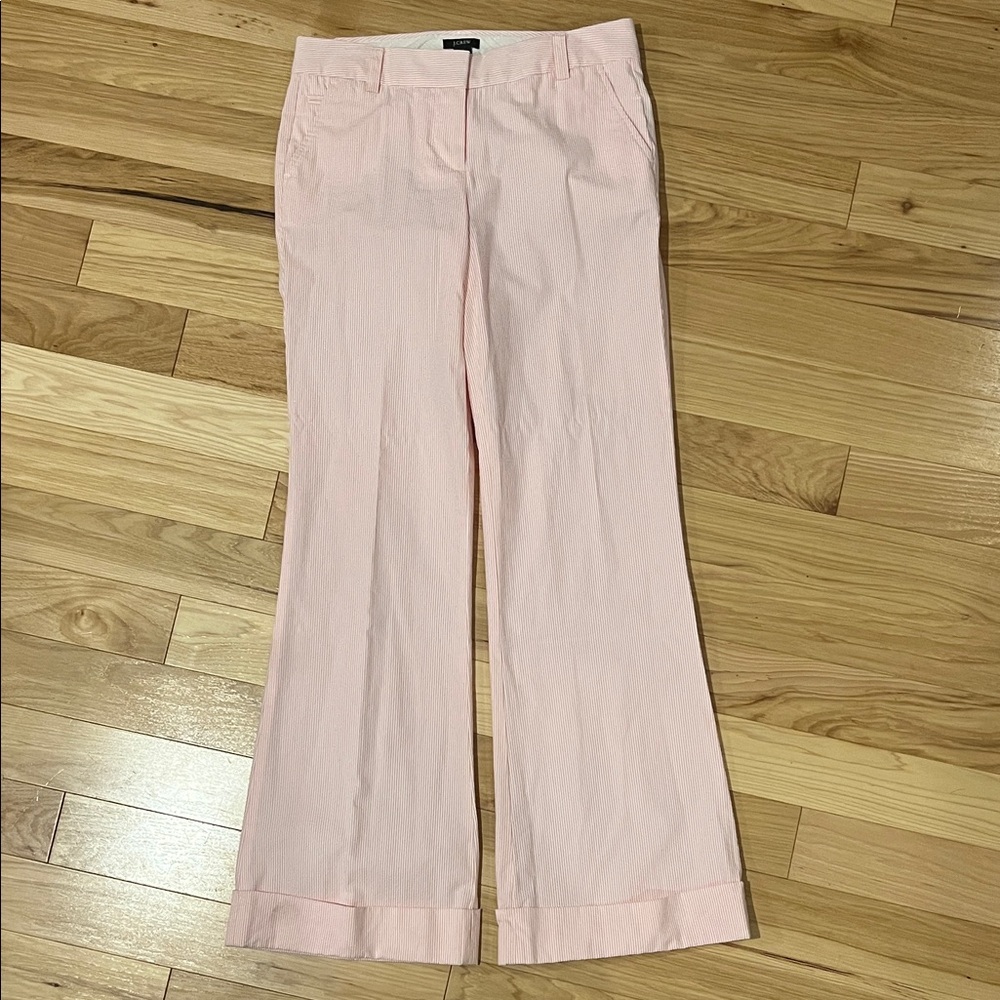 Jcrew Pink Seersucker Cuffed Pants